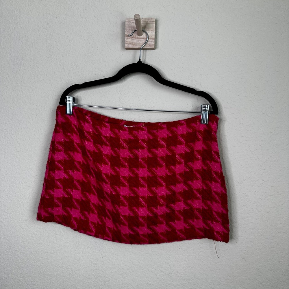 Topshop Micro Mini Houndstooth Knit Skirt Textured Boucle US 8 Preppy Fem Fall